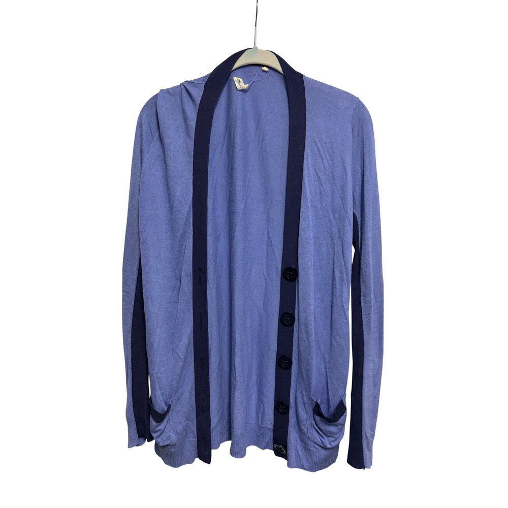 Martin + Osa Cardigan Blue Silk Cashmere Blend Button‎ Front Long Sleeve Med